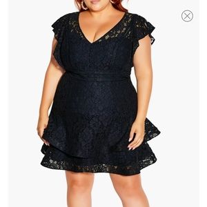 NWT Ruffle Navy Blue Mini Dress